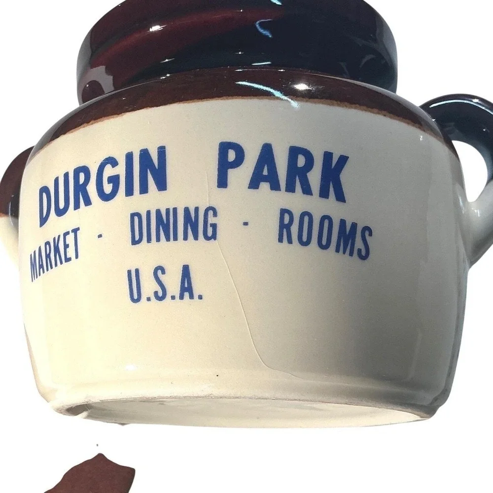 Vintage McCoy Pottery Durgin Park Bean Pot with Lid Brown Cream‎ Stoneware 341